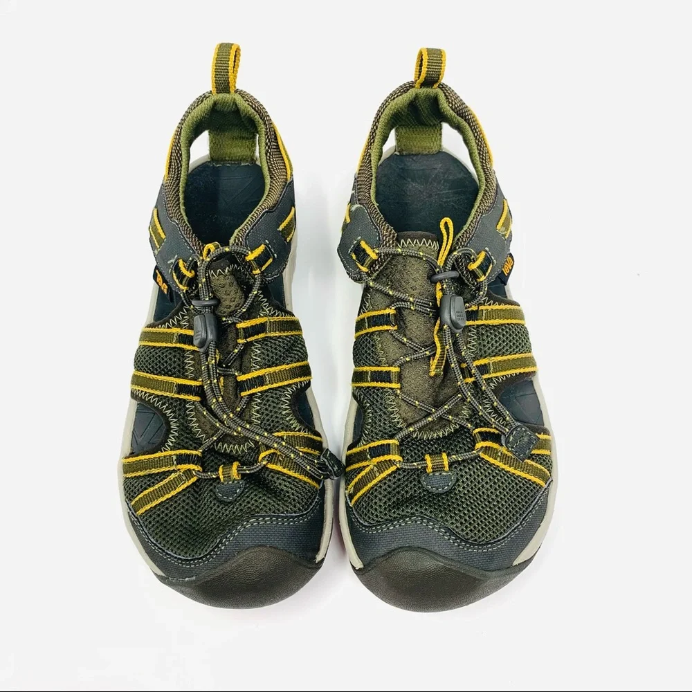 Teva Girls Athletic FIsherma Sandals Manatee 1019403C Olive Drawstring Sz 3